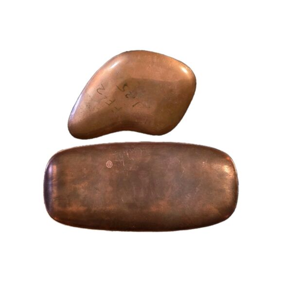 Pair Mid Century Copper Trays Small MCM Assymetrical Rectangle Small Tray - Picture 1 of 11